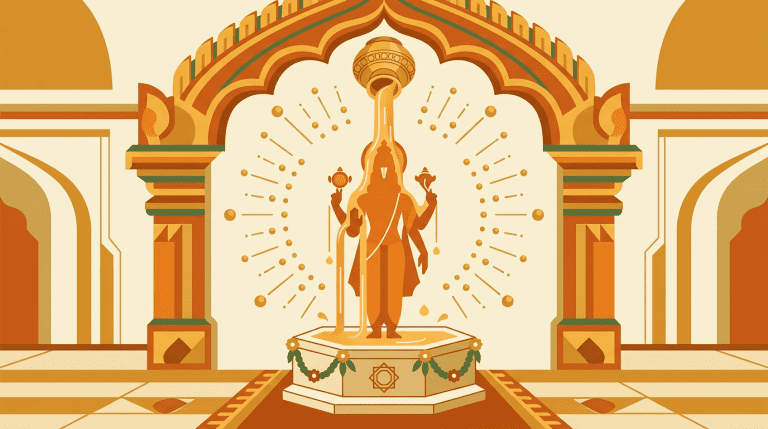 Abhisheka ritual - sacred water bathing ceremony for Hindu deities in temple worship