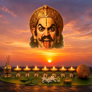 Bhootarajara Vishesha Pradosha Pooja Seva at Ruju Yogi Foundation, twilight lamps and offering to Sri Bhootaraja